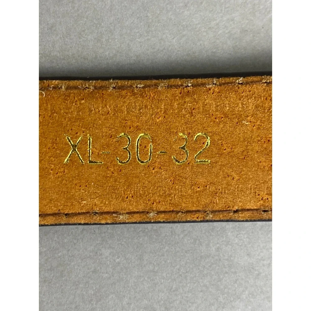 VTG Silver Goose Navy Blue Leather Belt 30-32 Silver Buckle Classic Minimalist